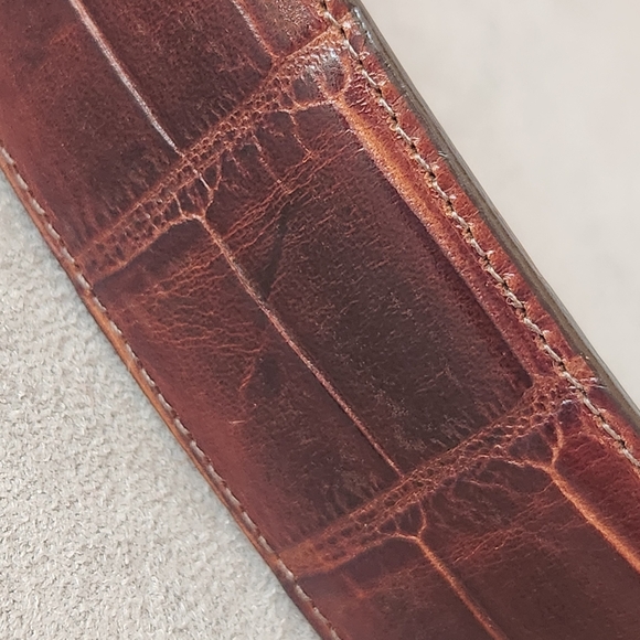 Vintage 90s Foree Hunsicker belt strap S brown leather croc embossed Medalias - Picture 4 of 11
